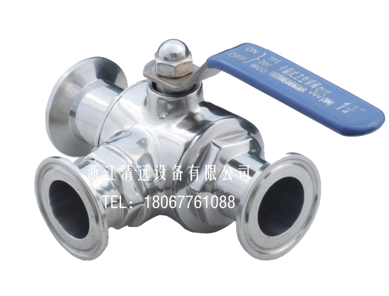 Fast-fit three-way ball valve T-type three-way food manual switch stainless steel hoop style sanitary grade 304 Fast to pick up 316L