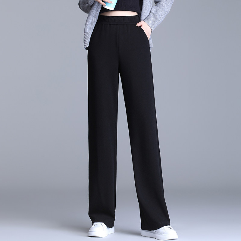 Straight Barrel Pants Woman 2022 Spring New Casual Pituality Loose Movement Autumn Winter Thick Plus Suede Slim-Leg Pants