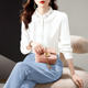 2023 spring and autumn new doll collar long-sleeved chiffon shirt women's top shirt shirt foreign style small shirt slim fit and thin cover belly