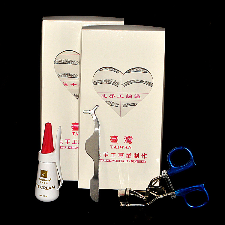 包邮 棉线梗大眼睛假睫毛组合+玛丽胶水+睫毛夹+睫毛镊子彩妆裸妆