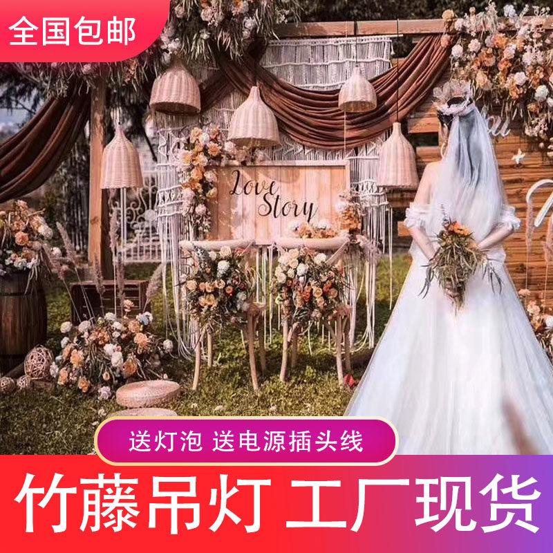 New vine choreography with lamp retro air suspended ceiling decoration wedding wedding wedding Wedding Chandelia outdoor wedding chandelia