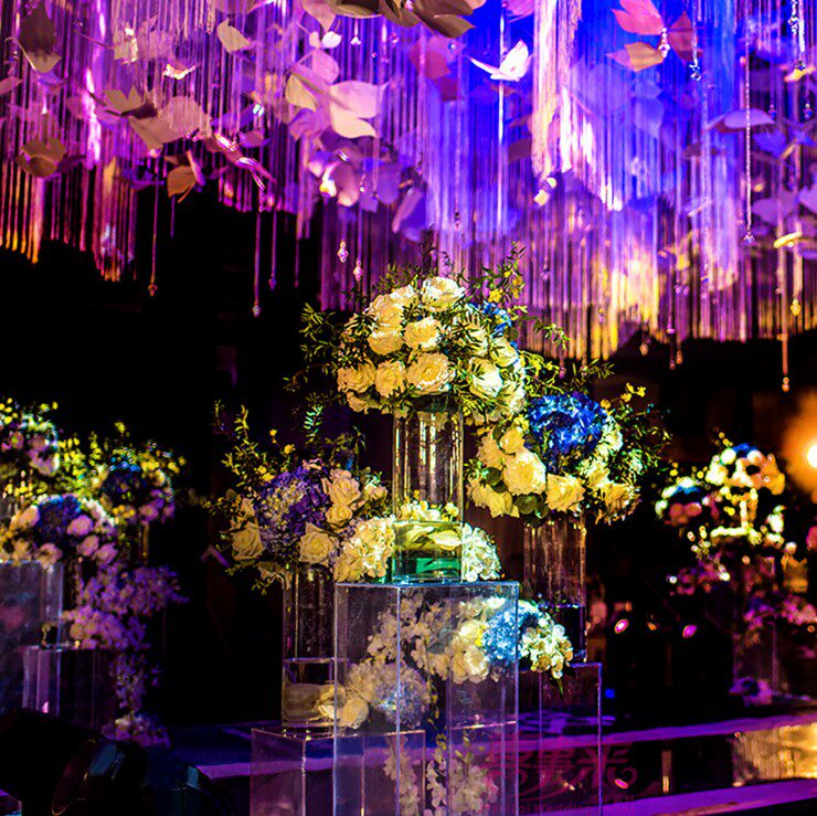 New wedding props Crystal road lead Square column road lead Wedding prop road lead three-piece set Acrylic road lead