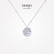 Angs Wun Shi Snowflake silver coin necklace 925 silver plated platinum necklace pendant Female niche design sense light luxury birthday gift