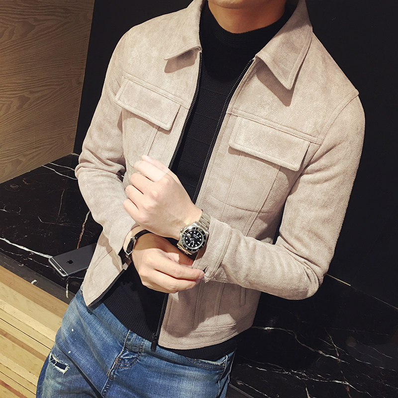 Spring and Autumn Men's Coat Men's Korean Style Lapel Jacket Youth Short Jacket Men's Fashion Business Jacket Men's