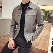 Autumn mens coat Korean fashion slim suede short lapel jacket jacket business coat mens