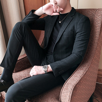Plaid suit men Korean business slim suit jacket mens workplace suit suit suit mens casual suit
