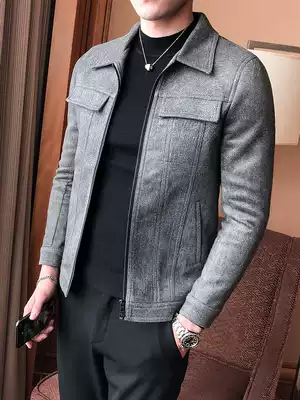Autumn men's coat men's lapel jacket men's Korean fashion slim business jacket British short coat men