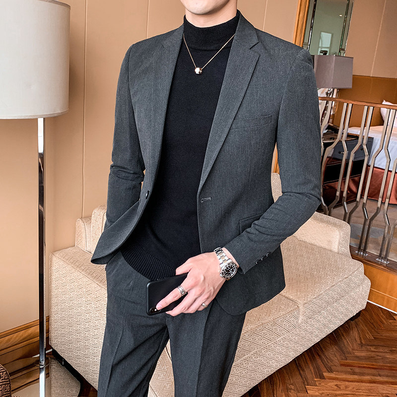 Suit suit men's Korean edition of business career leisure Single suit dress small suit men's suit coat