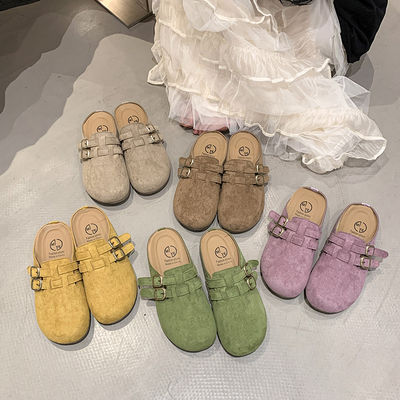 Boken shoes, retro one-button, retro one-foot two-wear, light and comfortable soft-soled lazy shoes, headband slippers, trendy for women