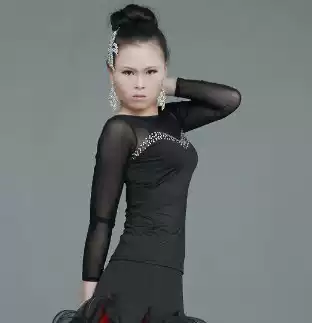 New hot diamond female high collar long sleeve round neck modern dance jacket dance square dance social dance shirt