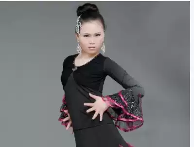 Modern dance clothes shirt new national standard dance clothes social dance practice dance square dance V collar Horn long sleeve dance clothes