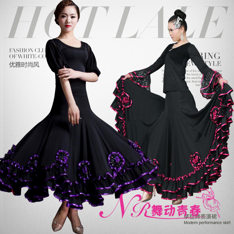 New modern dance dress ballroom dance big swing dress square dance Waltz dance dance dress practice long dress