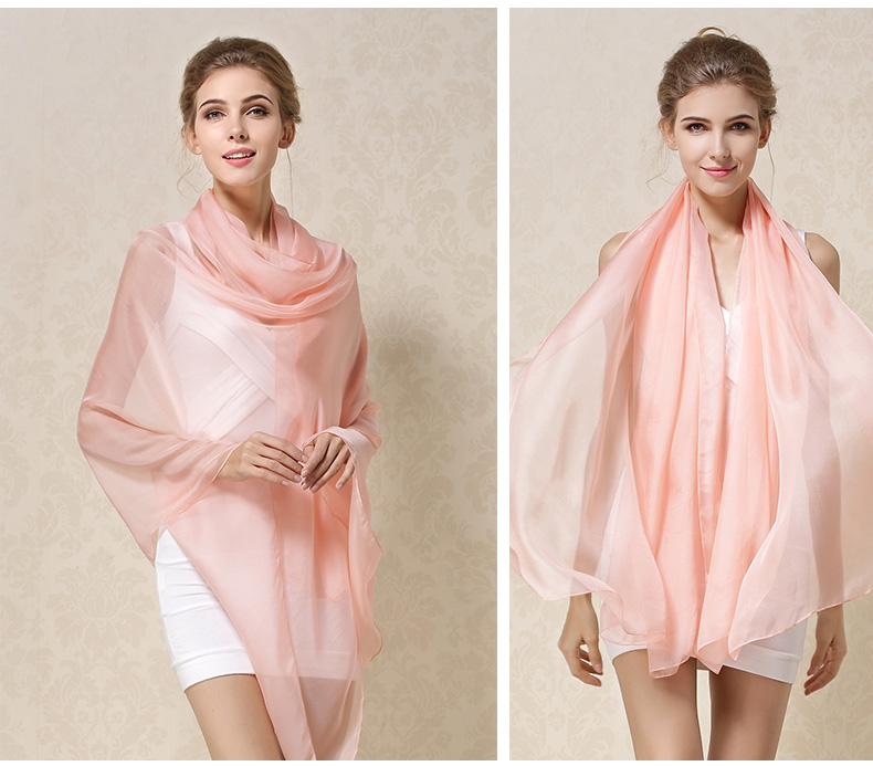 Women's Simple Style Solid Color Silk Silk Scarf Shawl display picture 36