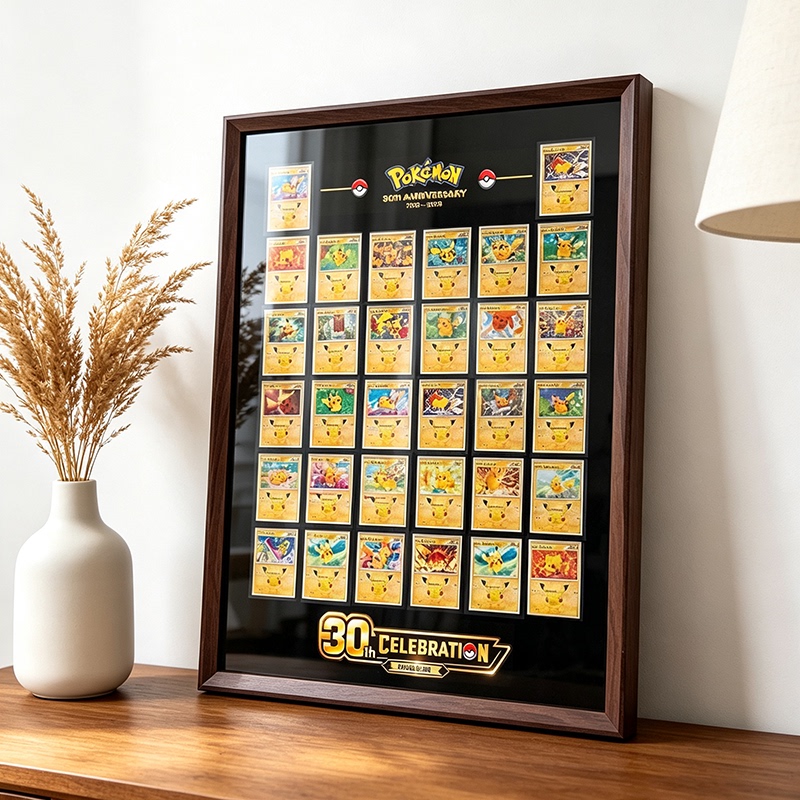 Pokémon 30Th Anniversary Card Solid Wood Frame Collection Card Framing Wall Display