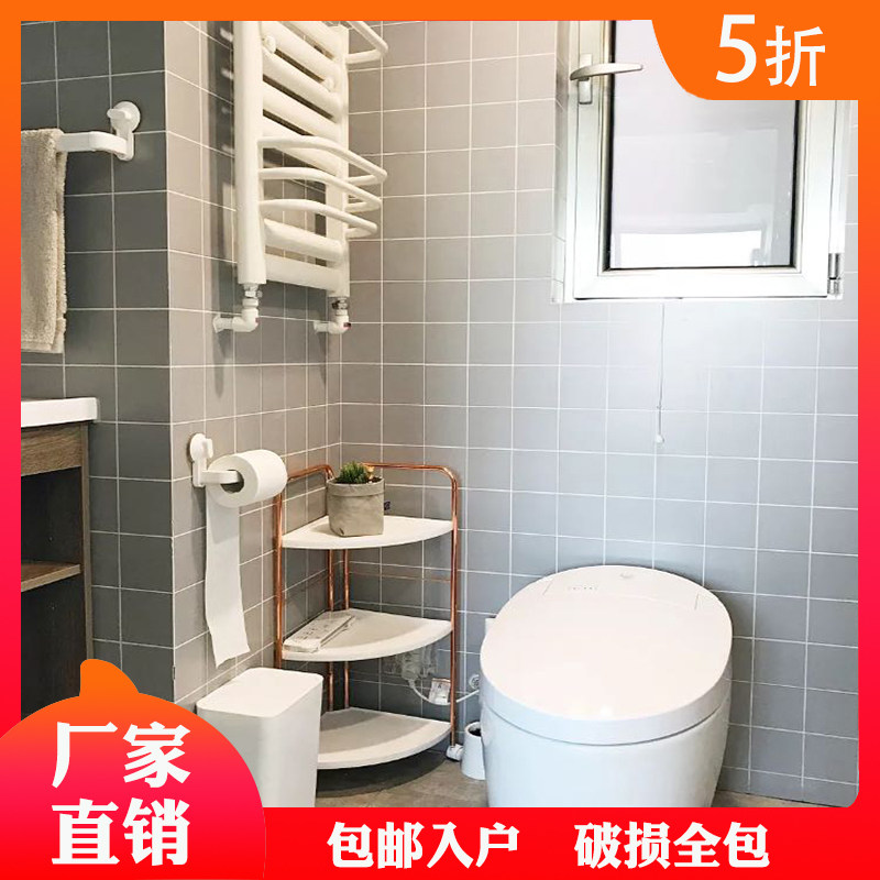 Powder room tiles Bathroom slotted slotted all-ceramic matt kitchen gray tiles White white solid color wall tiles Square floor tiles