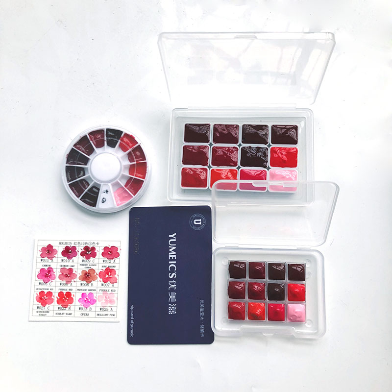 hb red 12-color Holbein national style ancient style background transparent watercolor paint dispensing disc 0 5ml1ml