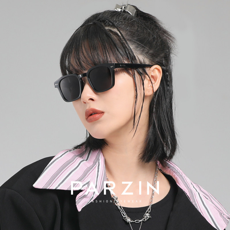 帕森PAZA系列太阳镜女复古潮流方框彩色美颜遮阳防晒墨镜男12708