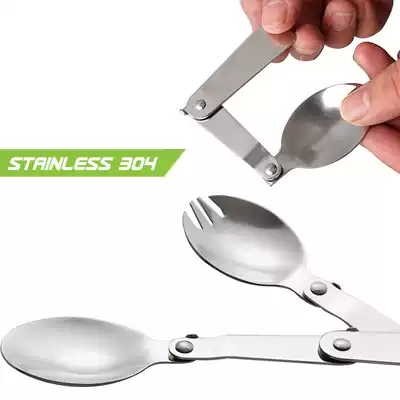 Outdoor Folding Spoon 304 Stainless Steel Rice Spoon Picnic Fork Spoon BBQ Climbing Travel Portable Mini Spoon Tableware