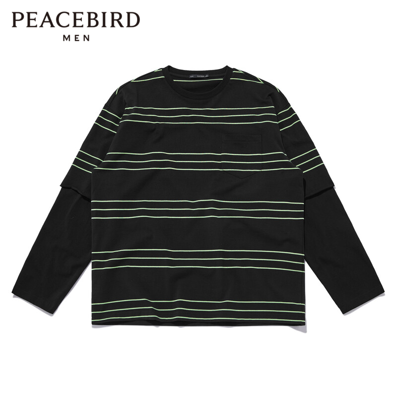 Mortbird Men's Dress New Fake Two Stripes Long Sleeve T-Shirt Fashion Blouse B2DCB2168