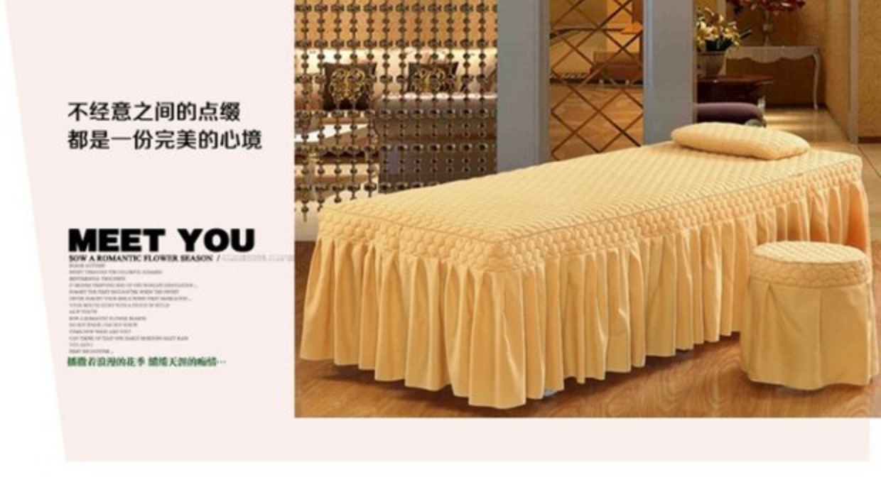 Cao cấp làm đẹp trải giường bốn mảnh bộ Thẩm mỹ viện bọc ren giường màu tím massage ban hành tùy chỉnh thang đầu vuông ga bọc giường spa
