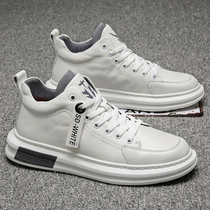 Men's shoes spring wave shoes 2022 new Korean version trends 100 hitch plate shoes men's sports casual genuine leather white shoes men