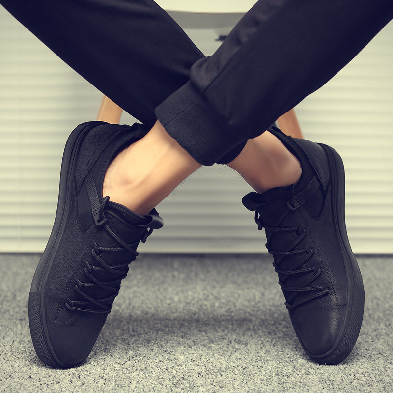 Men's shoes spring wave shoes 2022 new plus suede Han version Sliding Plate Shoes inside heightening trendy Inn Breathable Casual Leather Shoes