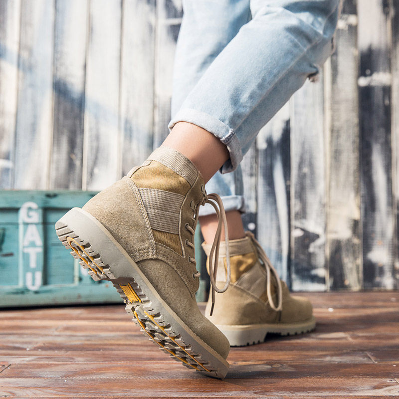 Men's shoes Spring high help Tactical Martin boots Inn wind frock shoes for retro Desert Boots Men Fighting Boots-Taobao