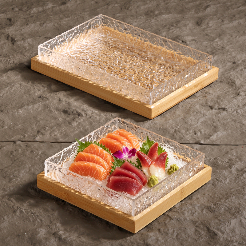 Acrylic Tableware Seafood Salmon Sashimi Platter Mountain Hot Pot Snowflake Beef Short Ribs Ice Tray Rectangular Box Acrylic Tableware Seafood Salmon Sashimi Platter Mountain Hot Pot Snowflake Beef Short Ribs Ice Tray Rectangular Box