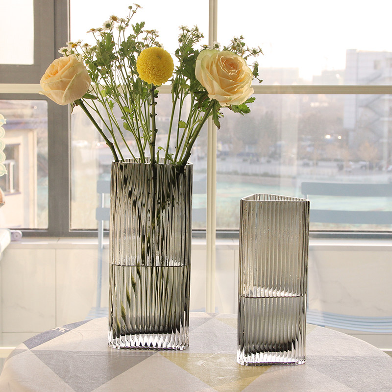 Nordic vase Glass transparent creative home living room flower arrangement Flowers Roses dried flowers Flower ornaments ornaments