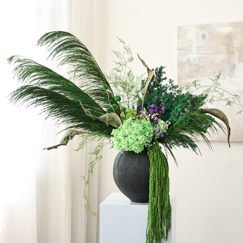 Green Eternal Flowers, Dried Reed Flowers, Bouquet Materials, High-End Natural Air-Dried Real Flowers, Scene Arrangement, Full of Fairy-Like Charm