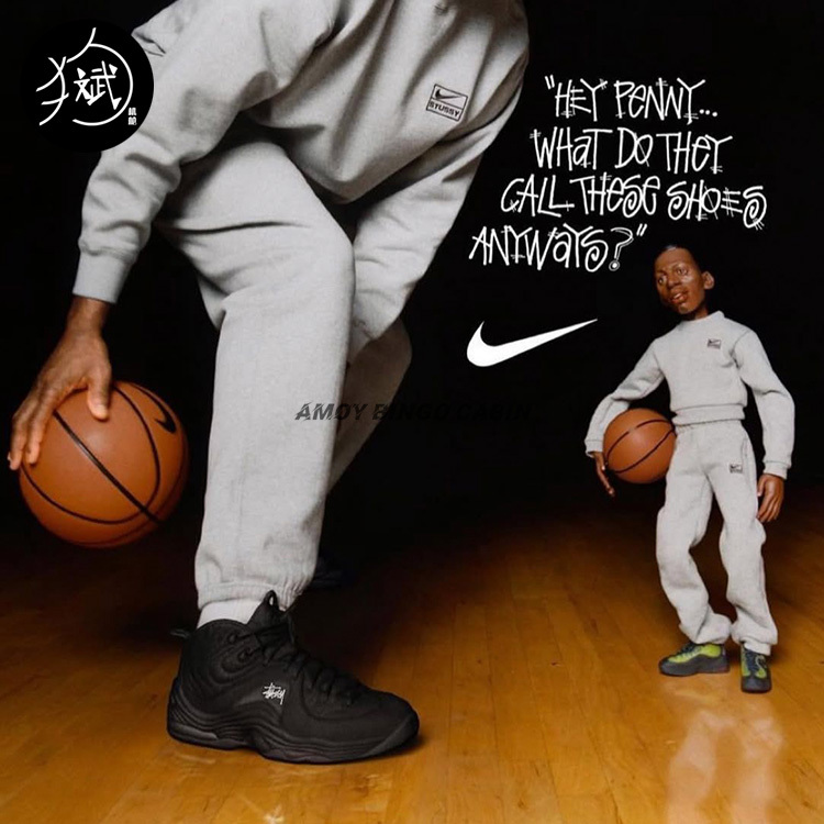 Stussy×Nike Air Penny 2 Men's and Women's Retro Pure Black Sports Casual Basketball Shoes Dq5674 Stussy×Nike Air Penny 2 Men's and Women's Retro Pure Black Sports Casual Basketball Shoes Dq5674