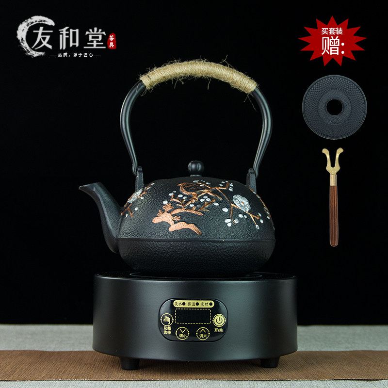 Iron pot cast iron tea boiling tea kettle Japanese pure handmade pig iron pot electric pottery stove tea boiling set