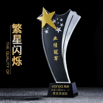 Crystal trophies custom-made metal gold silver and bronze medals pentagonal stars lettering commemorative creative business gifts