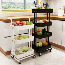 Kitchen trolley rack Floor-standing multi-layer pulley movable multifunctional home bathroom storage rack