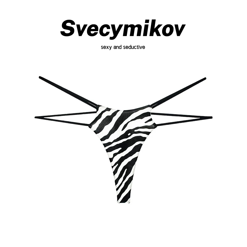 British Svecymikov Sexy Seamless Women's Thong Double-Layer Thin Strap Pure Desire Low-Waist Underwear Bikini T-Pants
