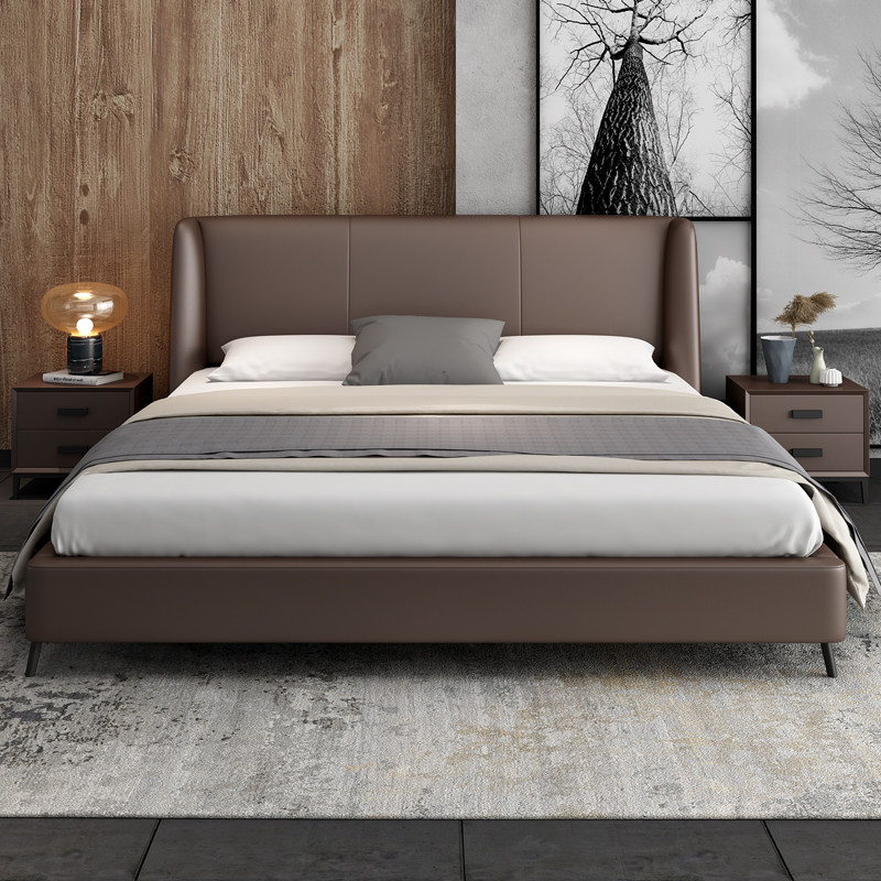 Italian light luxury 2021 new bed 1 8m double bed modern minimalist master bedroom minimalist leather art light luxury leather bed