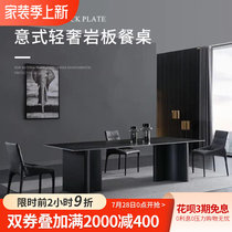 Imported Rock Plate Table Modern Minima Home Dining Table 6 People Table Rectangular Marble Black Dining Table And Chairs Combination