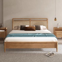 Japanese-style wabi-sabi style ash wood solid wood factory direct sales bed modern simple master bedroom high-end atmosphere 1.5 meters double bed
