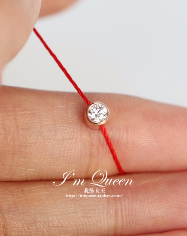 SpongeBob Rose Gold Diamond Single Diamond Fine Red Rope Anklet Nữ Đơn giản Dậu Hàn Quốc Năm dây vận chuyển Red Rope những mẫu lắc chân đẹp nhất