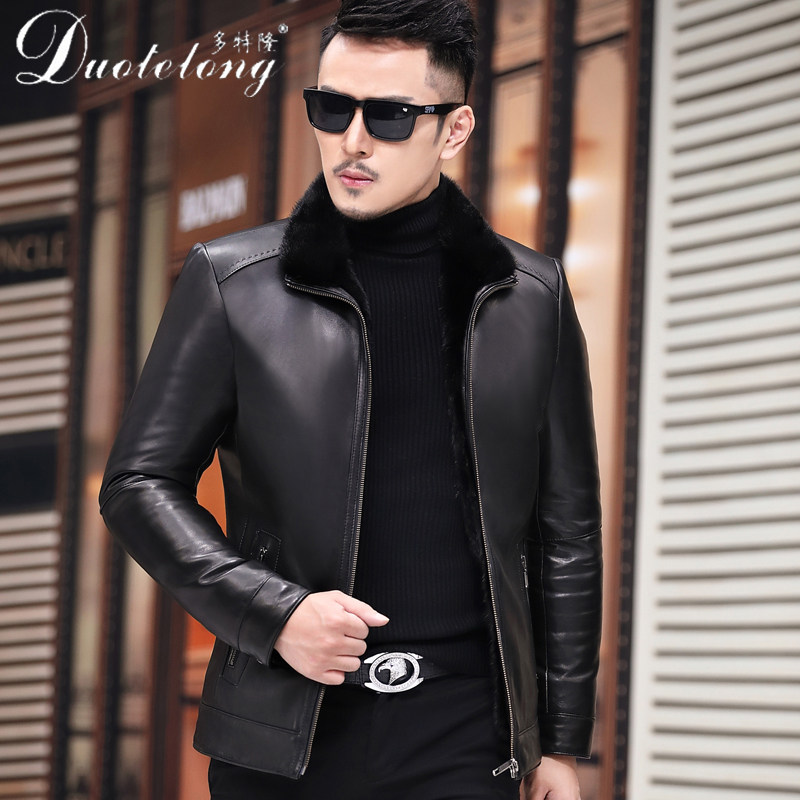 Winter mink coat men's whole mink Nick Haining leather coat men's mink inner bladder leather jacket fur coat