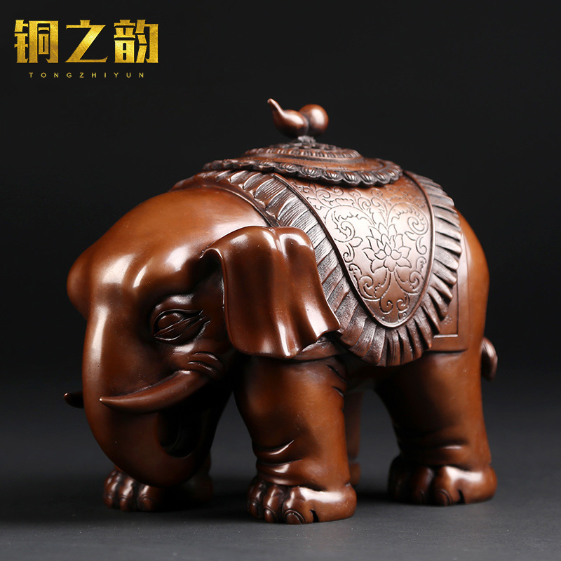 Pure handmade copper censer elephant aromatherapy furnace incense Taoist Buddhist supplies living room Chinese Buddhist hall ceremony Buddha incense burner