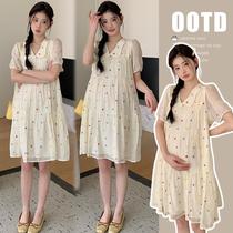 2024 new summer clothes for pregnant mothers refreshing and breathable embroidered dress slimming large size fashionable summer loose postpartum