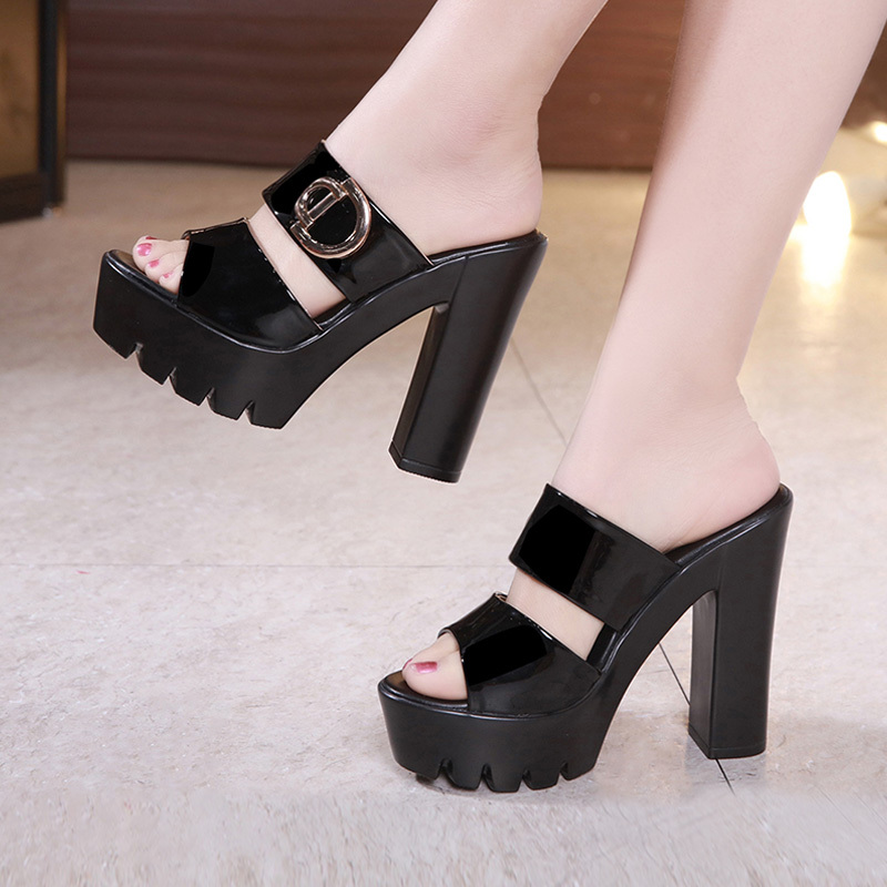 High-Heeled Thick-Soled Waterproof Platform Slippers for Women, Summer 2026 New Fashion Genuine Leather Chunky Heel Waterproof Platform Women's Sandals High-Heeled Thick-Soled Waterproof Platform Slippers for Women, Summer 2026 New Fashion Genuine Leather Chunky Heel Waterproof Platform Women's Sandals