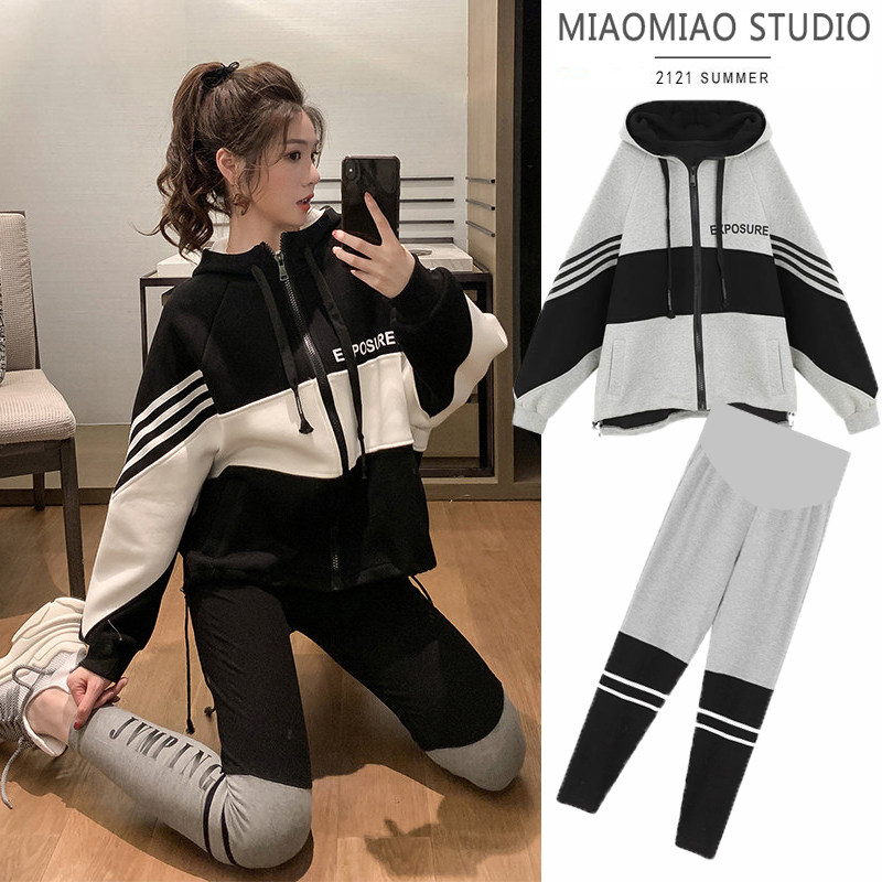Pregnant women autumn suit fashion style early autumn Korean style sweater spring and autumn Internet celebrity leisure sports autumn two-piece suit trendy