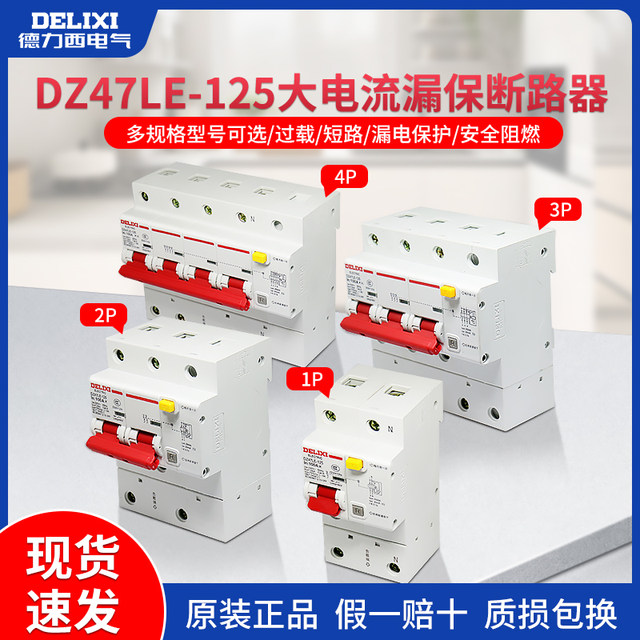 Delixi Leakage Protector Dz47Le-125 Circuit Breaker with Leakage Protection for Home Use 2P 3P Circuit Breaker 100A125A
