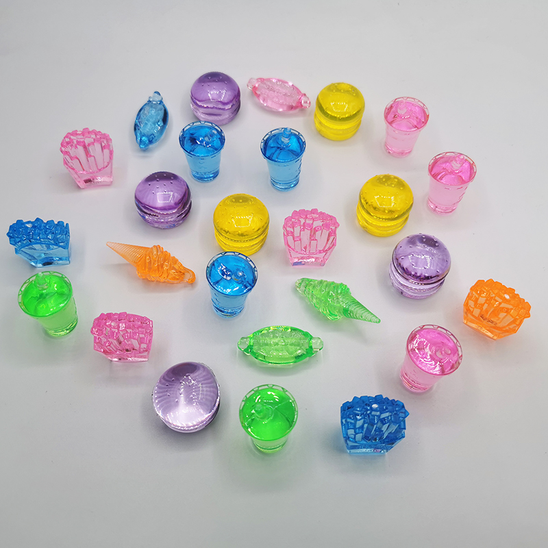 Acrylic Burger Cola French Fries Transparent Acrylic Beads Amusement Park Catch Imitation Crystal Color Loose Beads Crystal