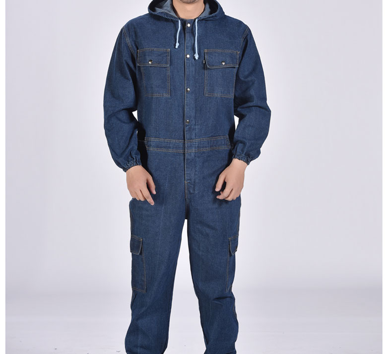 Cotton denim một mảnh quần yếm nam mặc quần áo kỹ thuật bảo hiểm lao động quần áo dịch vụ chống bụi tự động sửa chữa nhà máy dịch vụ hàn shop quần áo nam