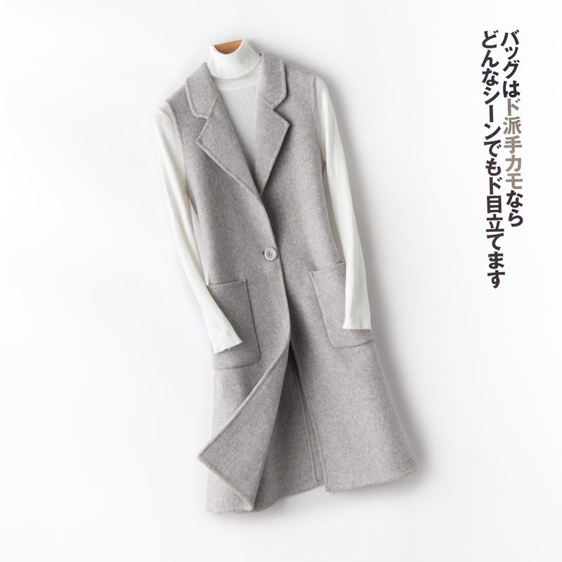 High-End Double-Sided Pure Wool Sleeveless Coat for Women, Long Suit Collar Vest, Autumn and Winter Style, Outerwear Wool Vest High-End Double-Sided Pure Wool Sleeveless Coat for Women, Long Suit Collar Vest, Autumn and Winter Style, Outerwear Wool Vest