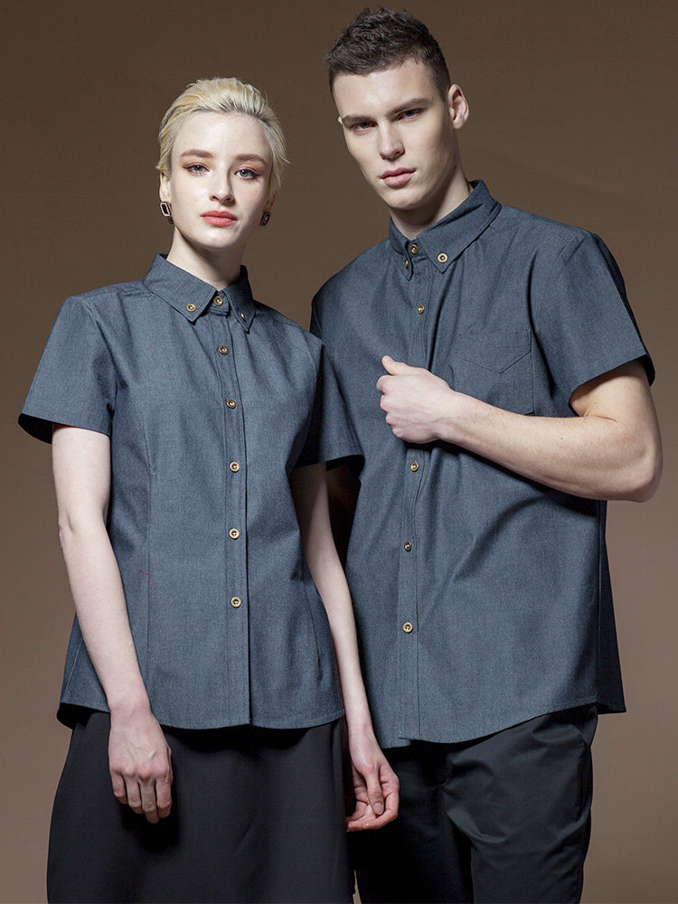 Waiter work clothes Spring and summer clothes Men's and women's work clothes Uniforms Hotel Western restaurant catering waiter short-sleeved work clothes