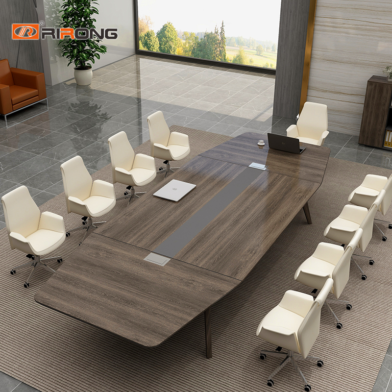 Zhyon Modern Office Furniture Large Meeting Table Strip Large Conference Table Walnuts Wood Color Solid Wood Desk JO